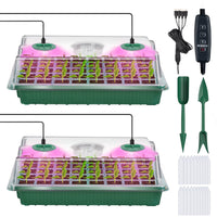 1 x RAW Customer Returns YAUNGEL indoor greenhouse cultivation box with plant lamp, 2 pieces XL cultivation set mini greenhouse with timing controller adjustable brightness, thick greenhouse with lid and ventilation, green - RRP €25.6