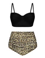 1 x RAW Customer Returns CZIMOO Women Bikini Set Two Piece Black Push Up Swimsuit with Leopard High Waist Bikini Top Sexy Bikini Pants Bathing Suit L - RRP €24.0