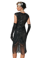 1 x RAW Customer Returns Viloree Gatsby Dress Women 1920s Dress 1920s Dress Women s Evening Dress Sequin Embellished Fringes Black XL - RRP €46.69