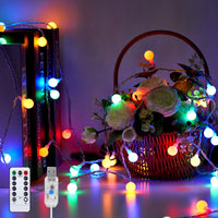 1 x Brand New Feolaviy 120 LED ball fairy lights 14M 8 modes and memory function, dimmable fairy lights ball with remote control, fairy lights outside inside with USB, fairy lights outside, Christmas lights outside - RRP €19.15