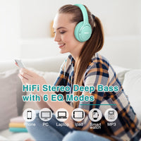 1 x RAW Customer Returns Uliptz Bluetooth Headphones with Microphone, 65 Hours Playtime, 6 EQ Sound Modes, HiFi Stereo Headphones Wireless Over-Ear, Foldable Lightweight Bluetooth 5.3 Headphones for Travel Office Cell Phone PC Green  - RRP €25.56