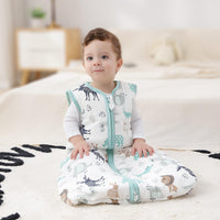 1 x RAW Customer Returns Mosebears Baby Winter Sleeping Bag, 2.5 Tog, 100 Cotton, Fits Different Sizes from Birth to Age 24 Months Zoo Blue, 12-18 Months  - RRP €26.54