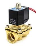 1 x RAW Customer Returns QWORK solenoid valve 220V, 3 4 G, brass, for water air gas oil, DN20 - RRP €27.73