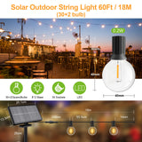 1 x RAW Customer Returns BokiHuk Solar Fairy Lights Outdoor, 18M LED Fairy Lights Outdoor with 30 2 Warm White G40 Bulbs Waterproof, 4 Mode Solar USB Powered Solar Fairy Lights for Garden Patio Wedding Party Swimming Pool - RRP €52.99