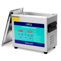 1 x RAW Customer Returns AIPOI Ultrasonic Cleaner 3.2L Stainless Steel Ultrasonic Cleaner with Heater, 120W Ultrasonic Bath for Cleaning Jewelry, Glasses, Watch Chains, Dental Tools, Metal Parts, Carburetors etc. - RRP €147.22