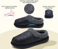 1 x Brand New COFACE Black Slippers Men s Winter Warm Plush Wool Lined Slippers Men Comfort Memory Foam Moccasin Hut Shoes with Non-Slip Rubber Sole Indoor and Outdoor Size 48EU - RRP €25.99