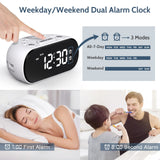 1 x RAW Customer Returns REACHER Digital alarm clock with weekday weekend 7 days, 0-100 dimmer, double alarm clock, 2 USB ports, LED display, 5 alarm tones, adjustable volume, for bedroom, bathroom clock and office - RRP €21.98