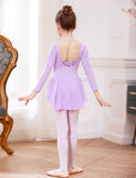 1 x RAW Customer Returns Beyove Girls Ballet Clothing Backless Ballet Dress Cotton Long Sleeve Ballet Leotard Ballet Suit Children s Dance Dress Dance Bodysuit with Skirt Tutu Purple 120 - RRP €20.77