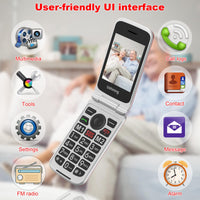 1 x RAW Customer Returns USHINING 4G senior mobile phone without contract, clamshell phone with large buttons for seniors with 2.8 and 1.77 inch dual color display, SOS function, charging station, dual SIM, speed dial, alarm clock,  - RRP €57.99