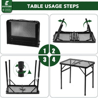 1 x RAW Customer Returns E EASTSTORM Tavle Pliable Camping Petite Camping Table Pliante pour Barbecue 2 R glages de Hauteur Table avec Grille M tallique de Bureau Facile Nettoy pour Les Activit s en Plein air Pique-Nique - RRP €50.41