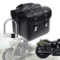 1 x RAW Customer Returns Pair Motorcycle Side Saddlebags PU Leather Waterproof Rear Seat Saddle Bag Travel Tool Tail Luggage Black with Anti-theft Lock - RRP €71.99