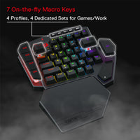 1 x RAW Customer Returns Redragon K585 PRO Wireless One-Handed Mechanical Keyboard, 42 Keys, 3-Mode RGB 40 Gaming Keyboard with 7 Built-in Macro Keys, Detachable Wrist Rest, Long-Lasting Battery Brown Switch  - RRP €67.58