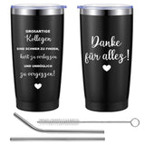 1 x RAW Customer Returns Hestya farewell gift colleagues thermal mug 600 ml thank you for everything insulated mug coffee mug with lid straw thank you gift for job change retirement colleague work colleague black  - RRP €18.14