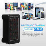 1 x RAW Customer Returns USB charger, 20-port desktop USB charging station, 100W multi-function USB smart charger, USB wall charger, suitable for Samsung S23 S22 S21 iPhone 11 12 13 14 15 Google Pixel Xiaomi Oppo iPad Tablets - RRP €36.99