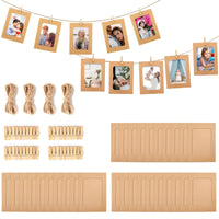 1 x Brand New QHKLEW 30 pieces paper picture frames, 11.5 x 15.5 cm kraft paper picture frames with 30 mini wooden clips and 3 hemp ropes, for home school office decoration, brown - RRP €20.4