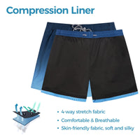 1 x RAW Customer Returns iCKER Swimming Trunks Men s Compression Liner 2 in 1 Swimming Shorts Board Shorts Quick-Drying Beach Shorts, Black Blue, L - RRP €24.99