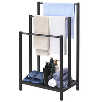 1 x RAW Customer Returns Freestanding Towel Rack, 3 Tier Metal Towel Organizer, Free Standing Towel Rack with Storage Shelf, Bathroom Accessories, 43.5 x 28 x 82 cm, Black - RRP €38.35