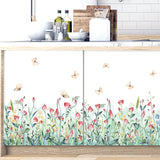 1 x RAW Customer Returns Wall tattoo flower meadow window sticker flowers butterfly wall sticker for living room kitchen - RRP €12.84