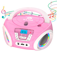 1 x RAW Customer Returns KLIM Candy Kids CD Player for Children - NEW 2024 - FM Radio - Batteries Included - Pink - Boombox Portable - with Speakers, Toddlers Pink  - RRP €54.47