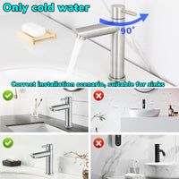 1 x RAW Customer Returns Begpoee bathroom faucet, faucet for washbasin, washbasin faucet, high washbasin faucet with 60cm hose, stainless steel bathroom faucet, stainless steel single lever mixer, for bathroom, kitchen silver  - RRP €18.22