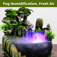 1 x RAW Customer Returns Indoor fountain with LED lighting, table fountain waterfall with mist, garden aquarium resin desktop fountain, Zen light indoor fountain with plants, humidifier gift decoration 20 x 20 x 13 cm - RRP €58.93