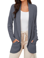 1 x RAW Customer Returns Tapata Cardigan Women Long Elegant Cardigan Lightweight Cardigans Open Front Loungewear Long Sleeve with Pockets, Blue Grey, L - RRP €39.99