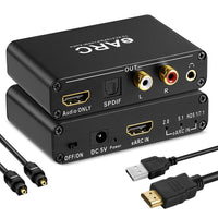 1 x RAW Customer Returns UNSTINCER HDMI eARC ARC Audio Extractor, 192KHZ Da Converter Digital to Analogue HDMI to HDMI SPDIF Optical Toslink RCA L R 3.5mm Jack Converter, Supports up to HD5.1 HD7.1 Channels, Adapter for TV - RRP €32.26