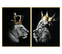 1 x Brand New UGZDEA Lion Canvas Pictures, Black White Lion and Lioness Poster Painting Animal Pictures Modern Living Room Bedroom Home Decor - Without Frame No Framed-2, 2 x 30 x 40 cm  - RRP €20.4