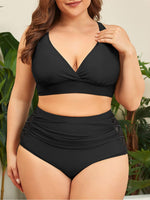 1 x RAW Customer Returns Century Star Bikini Women Tummy Control Big Breasts Swimsuit V Neck Swimwear Tummy Control Bikini Sets High Waist Black L - RRP €39.99