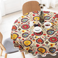 2 x Brand New ZOESURE round tablecloth, 150 cm round tablecloth, sunflower boho tablecloth, washable round, dirt-repellent table cloth for outdoor use, stain protection, easy to clean for kitchen, dining table, coffee table - RRP €40.8