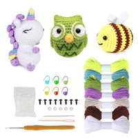 11 x Brand New Crochet set for beginners Knitting for beginners Set of 3 funny crochet animals set Crochet set with crochet hooks Yarn DIY handicrafts Step by step instruction videos for adults children gift - RRP €166.32