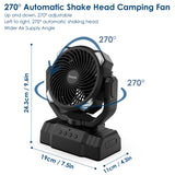 1 x RAW Customer Returns Simpeak 10000mAh Camping Fan Table Fan, USB Fan Quiet, Automatic Head Shaking Fan with Remote Control and LED Light 4 Speed 540 Rotation - Black - RRP €35.51