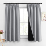 1 x RAW Customer Returns PONY DANCE 100 Blackout Curtains Grey Opaque Curtains with Ruffle Tape Set of 2 H 160 x W 140 cm Thermal Curtain Heat Protection Bedroom Curtains Short Opaque, Silver Grey - RRP €43.31