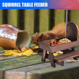 1 x RAW Customer Returns TOATELU Squirrel Feeder with Umbrella Weatherproof Wooden Squirrel Picnic Table with Corn Cob Holder, Squirrel Feeding Station for Squirrel Chipmunk Wildlife - RRP €16.63