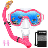 1 x RAW Customer Returns Diving Goggles Children - Snorkel Set Children Safety Breathing Dry Snorkel, Snorkel Children Anti-Fog Panoramic Wide View Diving Mask Anti-Leak from Years 5-12 for Diving, Snorkeling and Swimming - RRP €19.15