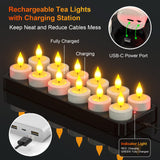 1 x RAW Customer Returns SoulBay 12 Pack Rechargeable Flickering Tea Lights with Remote Control and Timer Function, Rechargeable LED Candles with Charging Station and USB Cable for Party Room Living Room Halloween Decoration - RRP €46.04