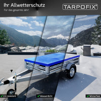 1 x RAW Customer Returns Tarpofix trailer tarpaulin 212 x 123 cm including tarpaulin rope Trailer tarpaulin flat tarpaulin made of PVC TARPUR MATERIAL Reinforced Brenderup trailer tarpaulin for 750kg car trailers Tarpaulin trailer cover blue - RRP €62.95