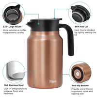 1 x RAW Customer Returns Tiken 1.5L thermos flask made of double-walled stainless steel vacuum flask coffee pot with quick tip closure - RRP €29.22