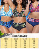 1 x RAW Customer Returns CheChury Women s Plus Size Swimsuits Floral Print High Waist Sexy Halter Swimsuit Bohemian Printed Bikini with Padding Tops and Briefs, for Swimming and Beach - RRP €28.89