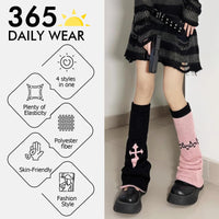 1 x RAW Customer Returns XEPST 2 Pairs Women s Leg Warmers in Gothic, Kawaii Lolita Legwarmer Winter Loose Boots Stocking Girl Preppy Style Leg Warmers for Women - RRP €18.97