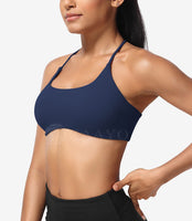 1 x Brand New ZAAYO Sports Bra Women Sports Bra Crossback Without Wire Spaghetti Padded Gym Bra Bustier for Summer Yoga Fitness Navy X-Small - RRP €23.18