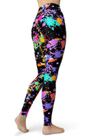 1 x RAW Customer Returns sissycos 80s Leggings Women s Colorful Print Leggings Oil Painting Graffiti Yoga Tights Sports Pants Leggings Long Black Graffiti L XXL Waist 76cm-96cm  - RRP €20.81