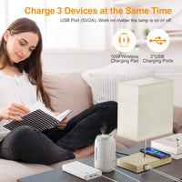 1 x RAW Customer Returns GLUROO Bedside Lamp with Wireless Charging, 2 USB Ports, Touch Control Bedside Lamp, 3-Way Dimmable LED Table Lamp for Reading, Living Room, Office - RRP €35.16