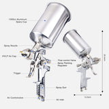 1 x RAW Customer Returns Pindex HVLP paint spray gun with 3 nozzles, spray gun with 1.4mm 1.7mm 2.5mm nozzle, paint spray gun with 1000CC aluminum cup, silver - RRP €41.99