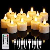 1 x RAW Customer Returns yunsheng 12 Pack Rechargeable Tea Lights with Remote Control and 4 6H Timer, Rechargeable Flameless Flickering LED Candles with 2 Pack USB Cable, 3D Silicone Wick, Warm White Light for Home Decoration - RRP €29.99