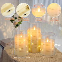 1 x RAW Customer Returns IMAGE Battery Operated Flameless Flickering Candles Acrylic Shell LED Candles with 11 Key Remote Control Timer for Wedding Christmas Home Decor Set of 3 D3 in X H4 5 15.2 - RRP €22.99