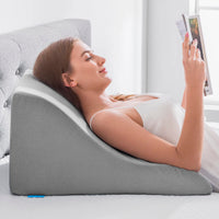 1 x RAW Customer Returns NOFFA Memory Foam Wedge-Shaped Reading Pillows for Bed and Sofa Perfect for Leg or Back Support While Relaxing, Gaming, Reading or Watching TV Gray Extra Width - RRP €103.99