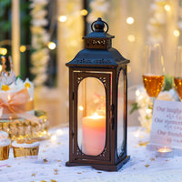 1 x RAW Customer Returns Romadedi Lantern Large for Outdoors - 35cm Black Vintage Lantern Decoration for Candles Wedding Candle Holder Outdoor Living Room Table Decoration - RRP €35.99