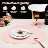 1 x RAW Customer Returns Placemats washable round set of 6, placemats washable round, placemats washable plastic round, placemats non-slip leather look set of 6 placemats 42x32cm 6 coasters pink and blue  - RRP €19.4