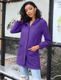 1 x RAW Customer Returns Gyabnw Women s Long Waterproof Jacket Lightweight Raincoat Coat with Zipper Drawstring Sports Windbreaker Coat Raincoat with Wind Rain Hood Quick Drying, Purple, XXL - RRP €24.04